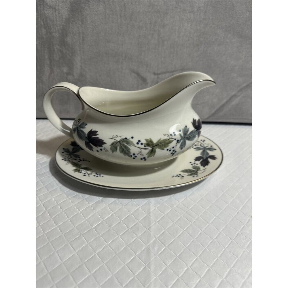 Royal Doulton "Burgundy" Gravy‎ Boat with Attached Underplate Vintage England